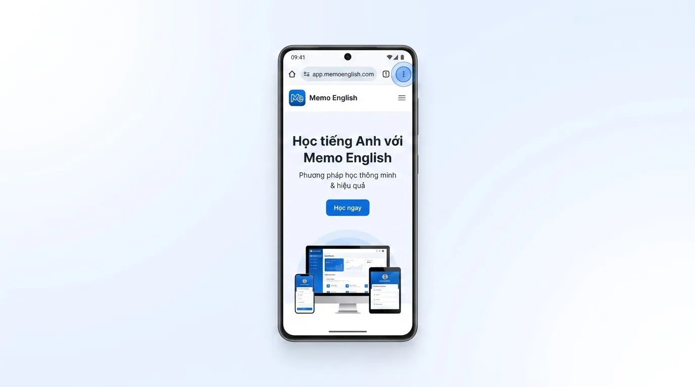 Nút ba chấm ở góc trên bên phải Chrome trên Android